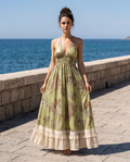 vestido bohemio maxi verde oliva