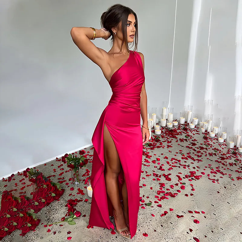 vestido gala  maxi satén